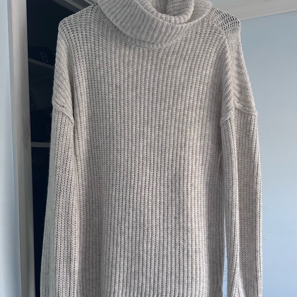 Cozy Cream Loose Turtleneck Sweater dress